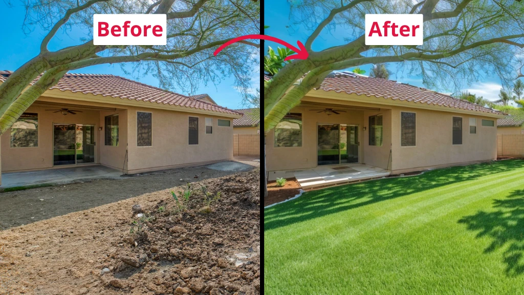 Backyard makeover before and after