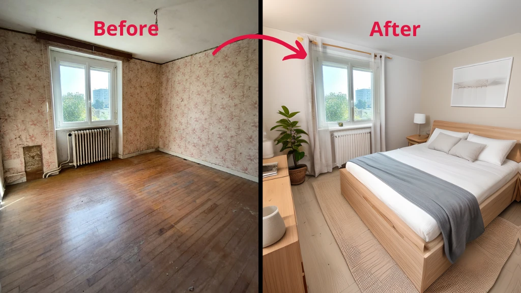 Empty real estate to furnished