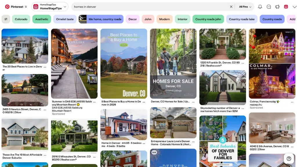 Pinterest search result: "homes in Denver"